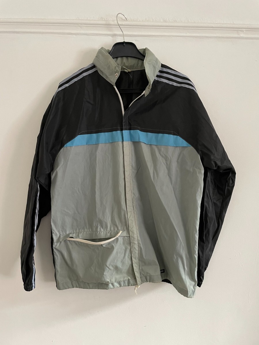 ADIDAS ORIGINALS VINTAGE ICONIC WINDBREAKER JACKET GREY MEN'S SIZE M L USED