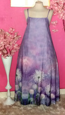 WOMEN PLUS SIZE PURPLE FLORAL SQUARE NECK SLEEVELESS MIDI DRESS ( SIZE L )