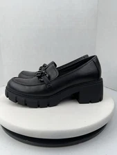 Madden NYC Nakos Pump Black Patent Leather Platform Loafer Chain Size 9 Shoes