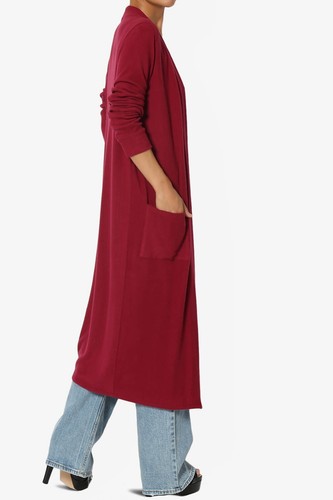 Women's Cardigan Long Sleeve Open Front Draped Sweater Long Duster w/ Pockets - Picture 6 of 57