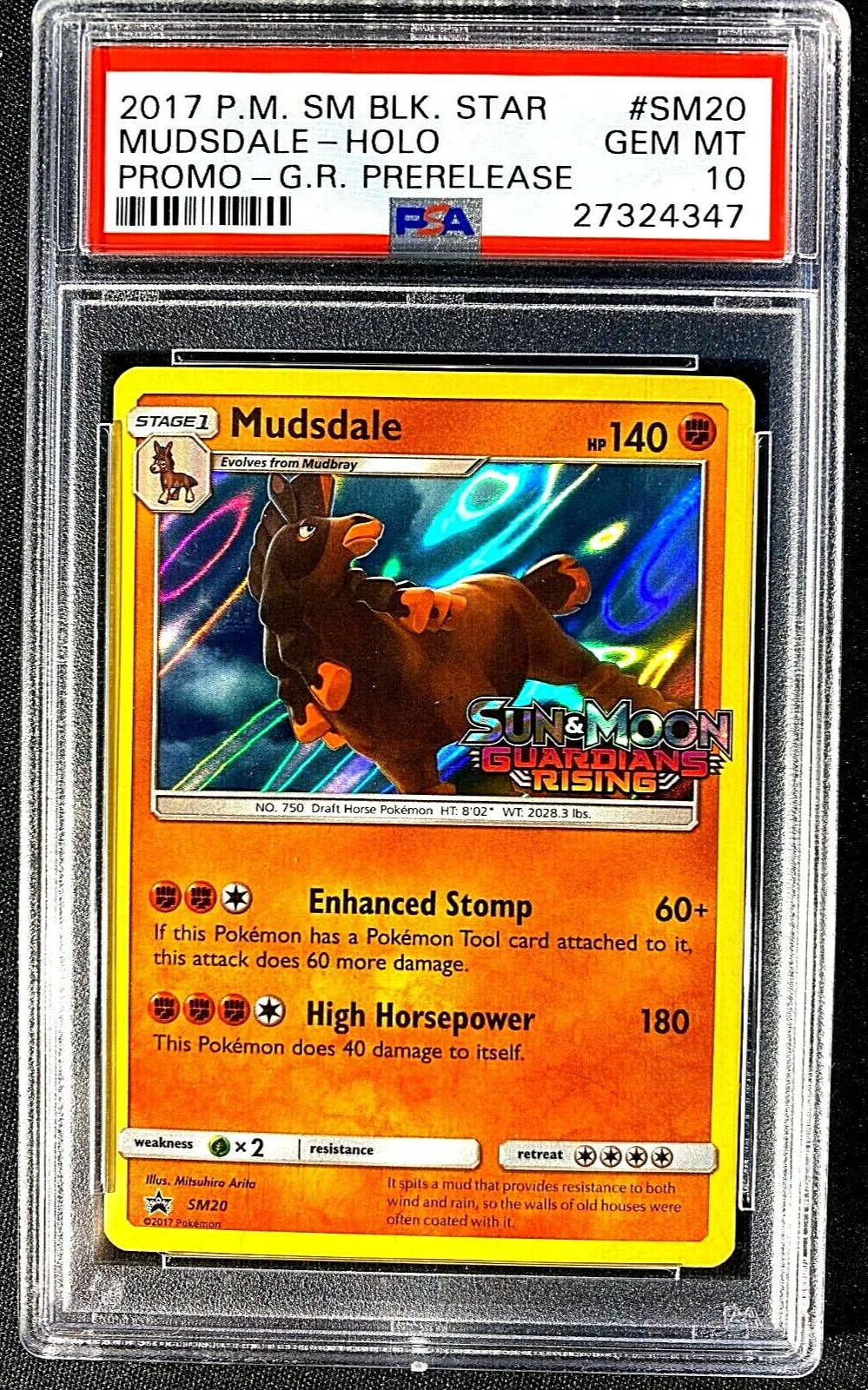 GR PRERELEASE 2017 PSA 10 SM BLACK STAR PROMO SUN & MOON MUDSDALE #SM20 PM G1355