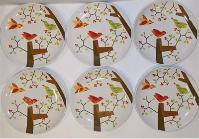 Set of 6 Signature Housewares Room Creative 6'' Dessert Plates ''Three Birds'' 