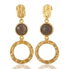18k Gold Plated 925 Sterling Silver Labradorite Gemstone Jewelry Drops Earrings