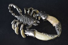 Fine Collectible Old Tibet Silver inlay Scorpion King Totem Warrior statue