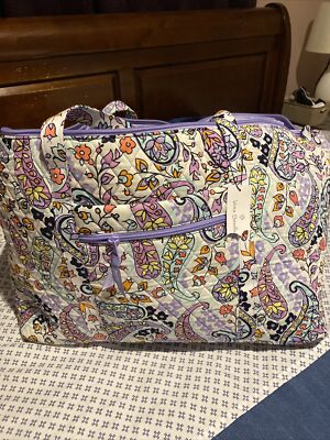 PLUM PETALS VERA BRADLEY XL WEEKEND TRAVELER QUILTED DUFFEL BAG 25 X 14 X  10