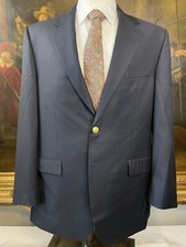 Lauren Ralph Lauren 42L Gold Button Navy 100 Wool 2Btn Blazer Sport Coat Jacket