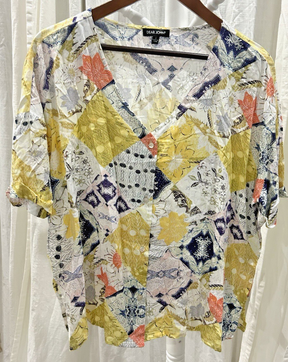 Dear John Arianna Sunfade Patchwork Boho Blouse B… - image 3