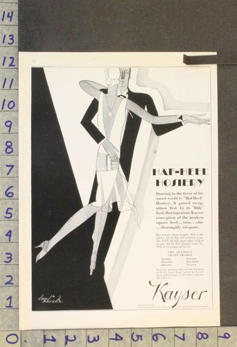 1929 FASHION WOMEN KAYSER HOSIERY ART DECO DANCE SEXY ROMANCE OLIVER ART AD WW25