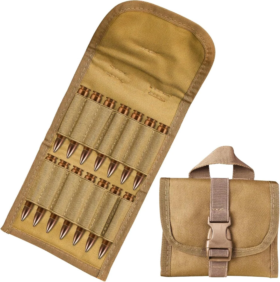 2 Piezas Rifle Táctico 14 Redondo Cartucho Soporte Molle Plegable Munición Portador Bolsa Foto 3 de 4