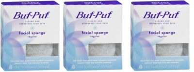 Buf-Puf Facial Sponge, Exfoliating, Dermatologist Developed *Three Pack*