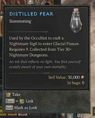 Diablo 4 2000x Distilled Fear  Destillierte Furcht  Softcore Eternal/No Season