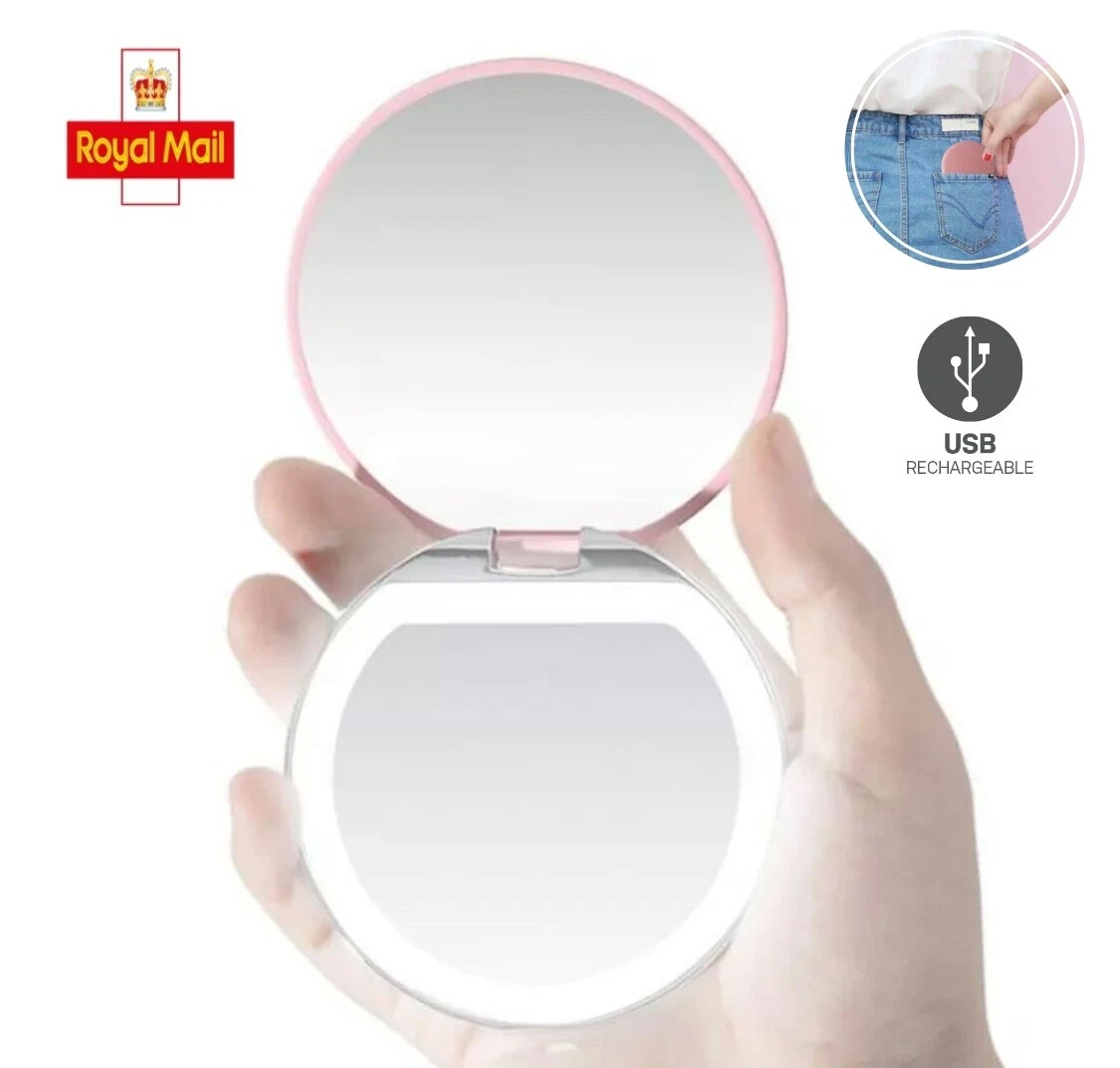 LED Make up Mirror with LED Lights USB Rechargeable LED Ring Light Up Mirror UK
