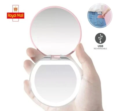 CALMSHOPS LED Make up Mirror with LED Lights USB Rechargeable LED Ring Light Up Mirror UK