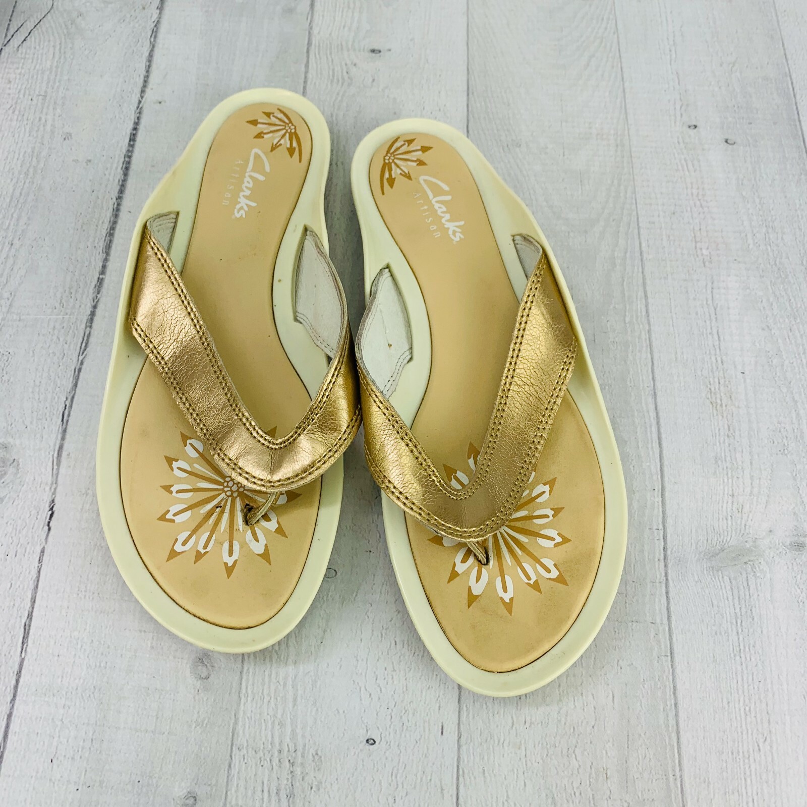 Clarks Artisan Womens Two Tone Gold Cream Cushion… - image 3