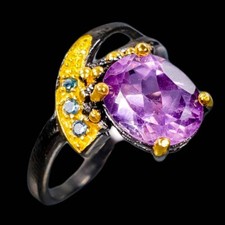 Not Enhanced Natural Amethyst Silver ring 925 Sterling /RVS427