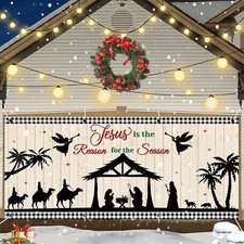 Christmas Nativity Outdoor Garage Door Banner Holy Nativity Religious