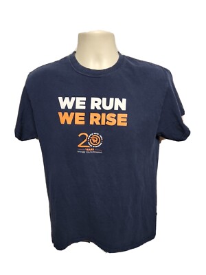 Rising New York Road Runners We Run & Rise 20 Years Adult Medium Blue TShirt