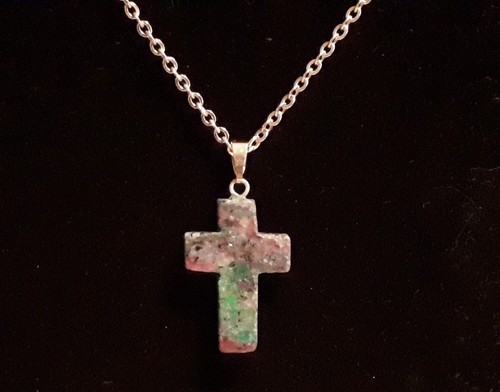 Collar de cristal tallado cruz piedra pulida colgante cuarzo jaspe ágata jade - Imagen 5 de 21