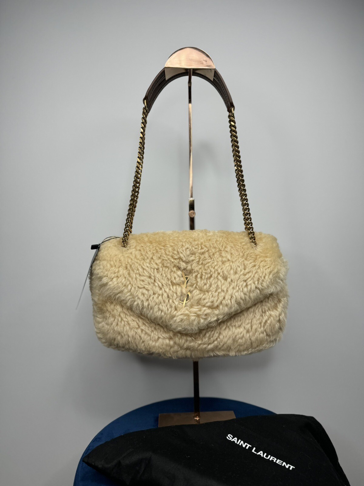 Borsa a mano YSL Saint Laurent Paris Calypso Shearling beige