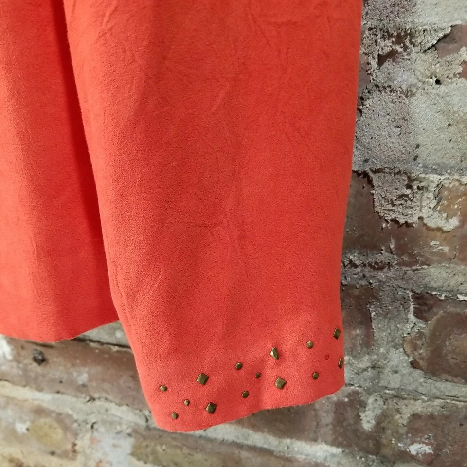 女式 Alfred Dunner 烧焦橙色仿皮夹克状况良好 12 码 — 第 2/4 张图片