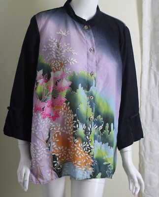 Citron Santa Monica Größe XL Japanisch Art-To-Wear Seide Bluse Hemd Top