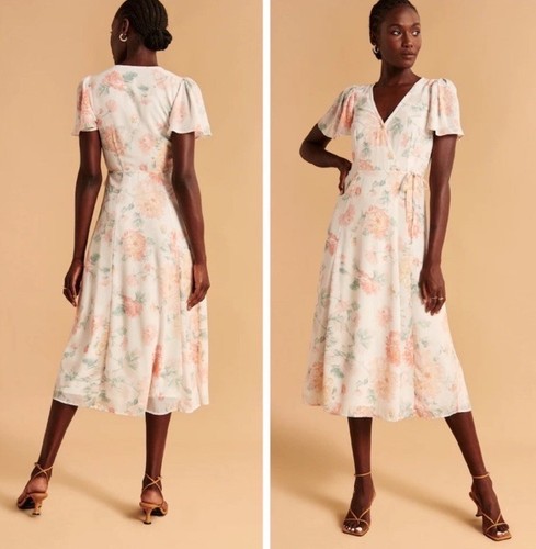 Abercrombie & Fitch Womens Wrap Dress XS Boho Flowy Floral Tiered Lined