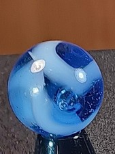 9/16" Akro Blue Sapphire Pearl White Slag Swirl Near Mint Serious Marble B368