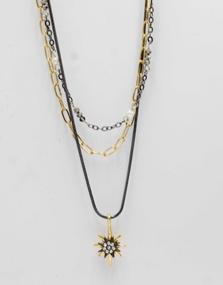 Rachel Roy goldfarben grau Anhänger Sonne Halskette Set + Ohrringe Neu mit Etikett