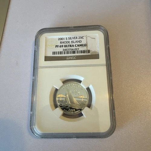 2001 S Silver 25c Rhode Island NGC PF69 Ultra Cameo