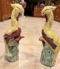 Vintage Chinese Oriental Pair Glaze Porcelain Phoenix/Peacock Birds Marked 14”