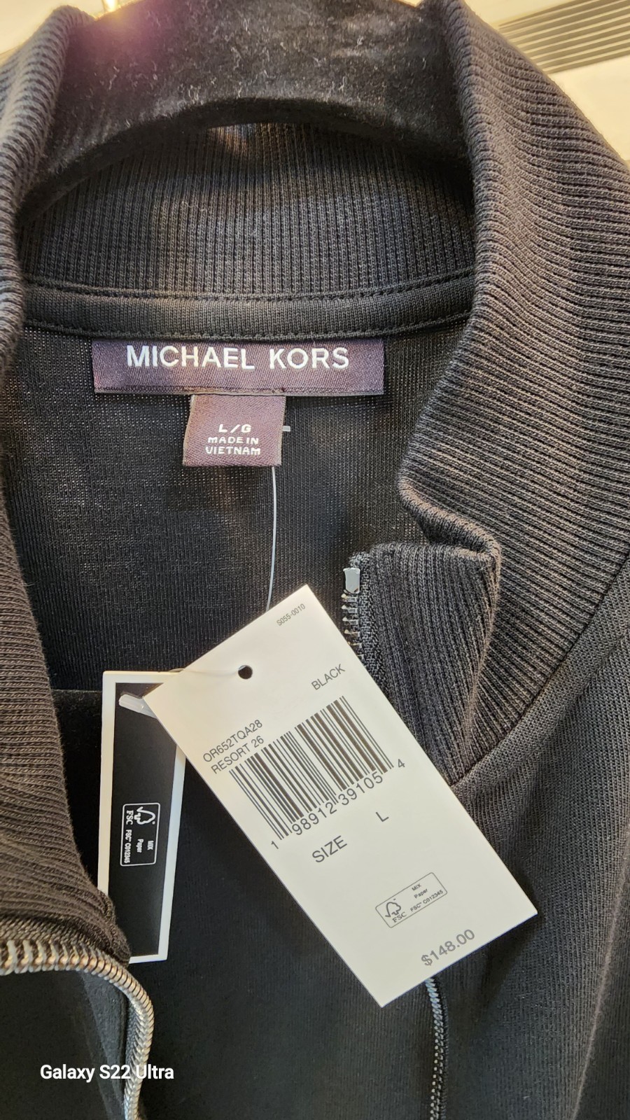 Michael Kors Men's Black Track Jacket Full Zip Logo Tape Size L Zipped Pockets thumbnail 3