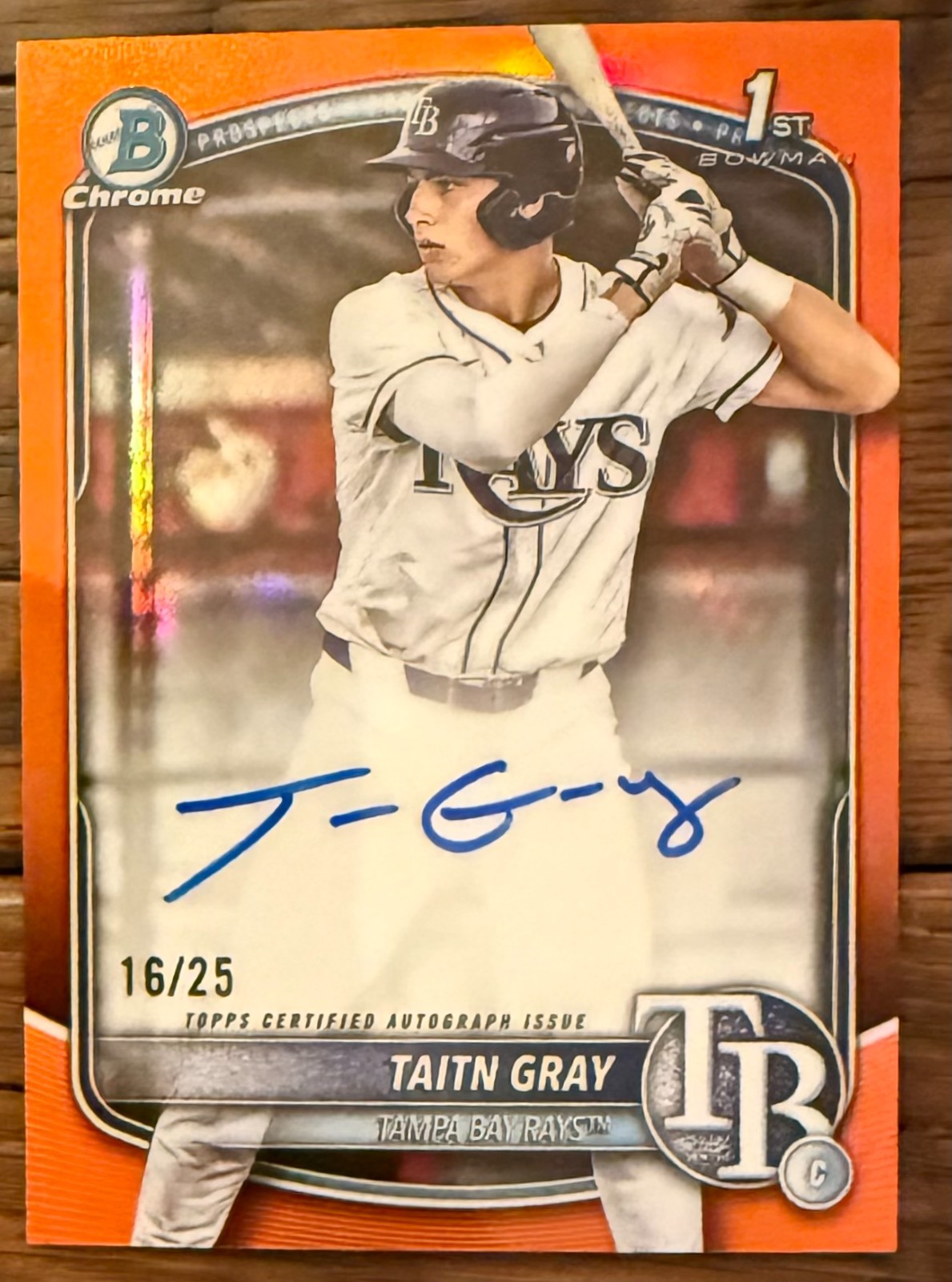 2025 Bowman Draft TAITN GRAY 1st Chrome Auto TRUE ORANGE Refractor 16/25