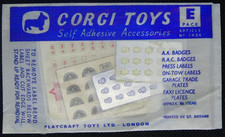 CORGI TOYS 1464 E PACK  SELF ADHESIVE ACCESSORIES Unopened