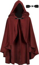 Medieval Cloak with Hood Halloween Renaissance Hooded Short Cape for Men and Wom