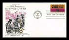 DR JIM STAMPS US COVER MAGNA CARTA 750TH ANNIVERSARY FDC COVER CRAFT INSERT