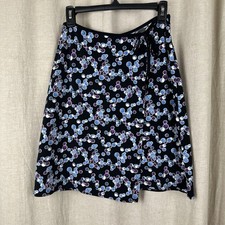 Vintage 90s Dots Mini Wrap Skirt Women Med Ally B. Teacher Modest Funky Artsy