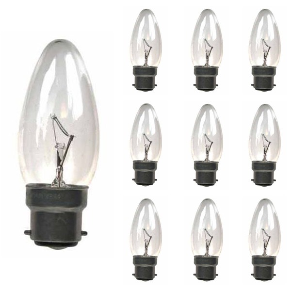 CANDLE 240V 60W B22D CLEAR 10 pack (dimmable)