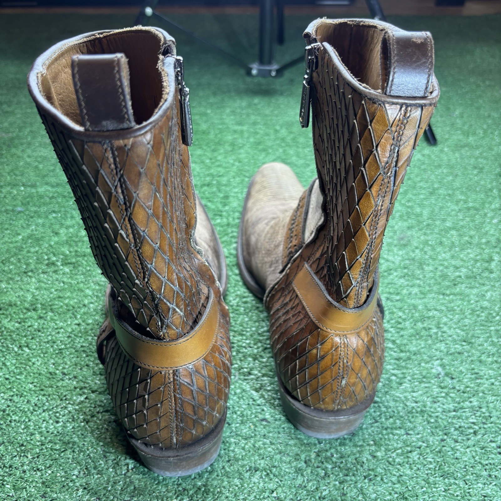 Cuadra Brown Half Python Boots Side Zip Rubber So… - image 8