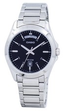 Casio Esfera Negra Cuarzo Reloj de Vestir Brazalete Acero MTP-1370D-1A1V Hombre