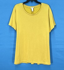 AVA & VIV Yellow Gold JERSEY KNIT Round Neck CASUAL Pullover T-SHIRT TOP Sz 2X