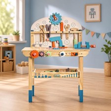 Wooden Montessori Tool Bench Set Kids STEM Pretend Play Workbench Toy Set