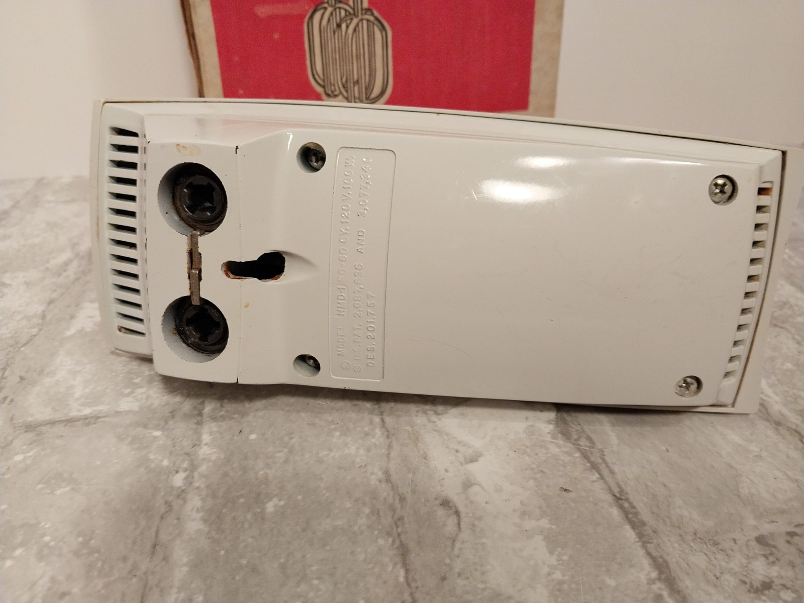 Sunbeam Mixmaster Hand Mixer Only HMD-1 + Atomic White & Blue Vintage MCM 