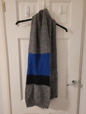 Brora Eudon Choi Knitted Scarf. Grey & Blue.