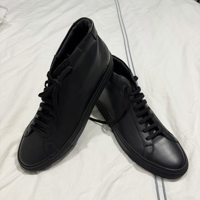 Common Projects Achilles Mid Black Leather Sneakers Men's US 10 Lace Up