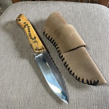 Handmade Custom C-2's "2Charlies" Knife, USA 2018, File Blade, Stone Inlay