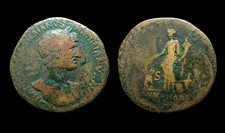 Ancient Roman.  Hadrian,   Sestertius  Æ34,  Annona, Rome mint