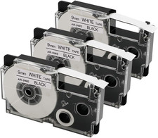 Replace for Casio Label Maker Tape 9Mm Xr-9We2S Xr9We2S 3/8" Black on White Labe