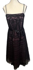 BCBGMAXAZRIA Black  Pink Tulle Woven Spaghetti Strap Cocktail Party Dress Sz 8