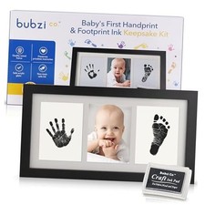 Baby Handprint Kit  Footprint Photo Frame for Newborn Girls and Jet Black