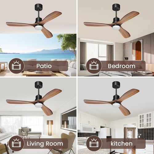 52 Ceiling Fan with Lights Remote Control Outdoor Wood Ceiling Fans Noiseless Re - Picture 7 of 9